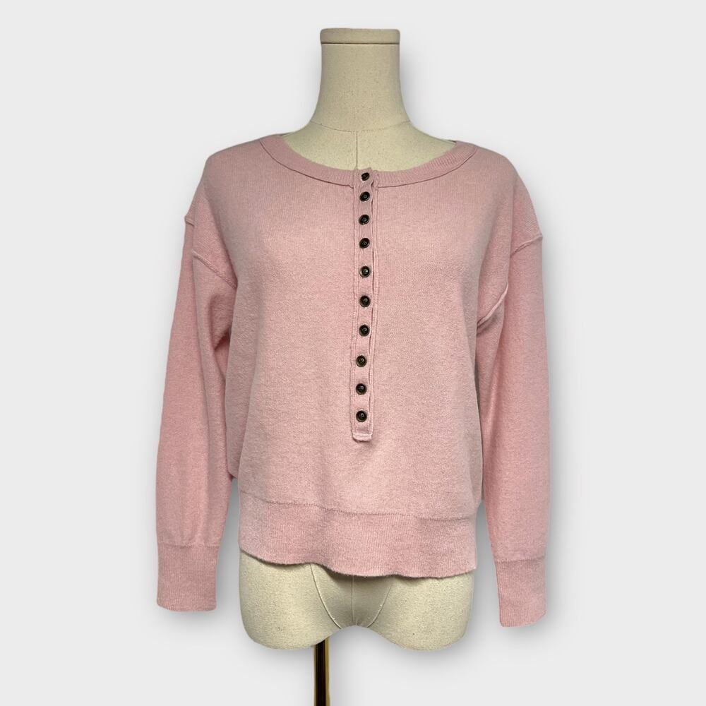Anthropologie Pilcro 100% Cashmere Henley Sweater Pink Size XXS - Picture 3 of 9